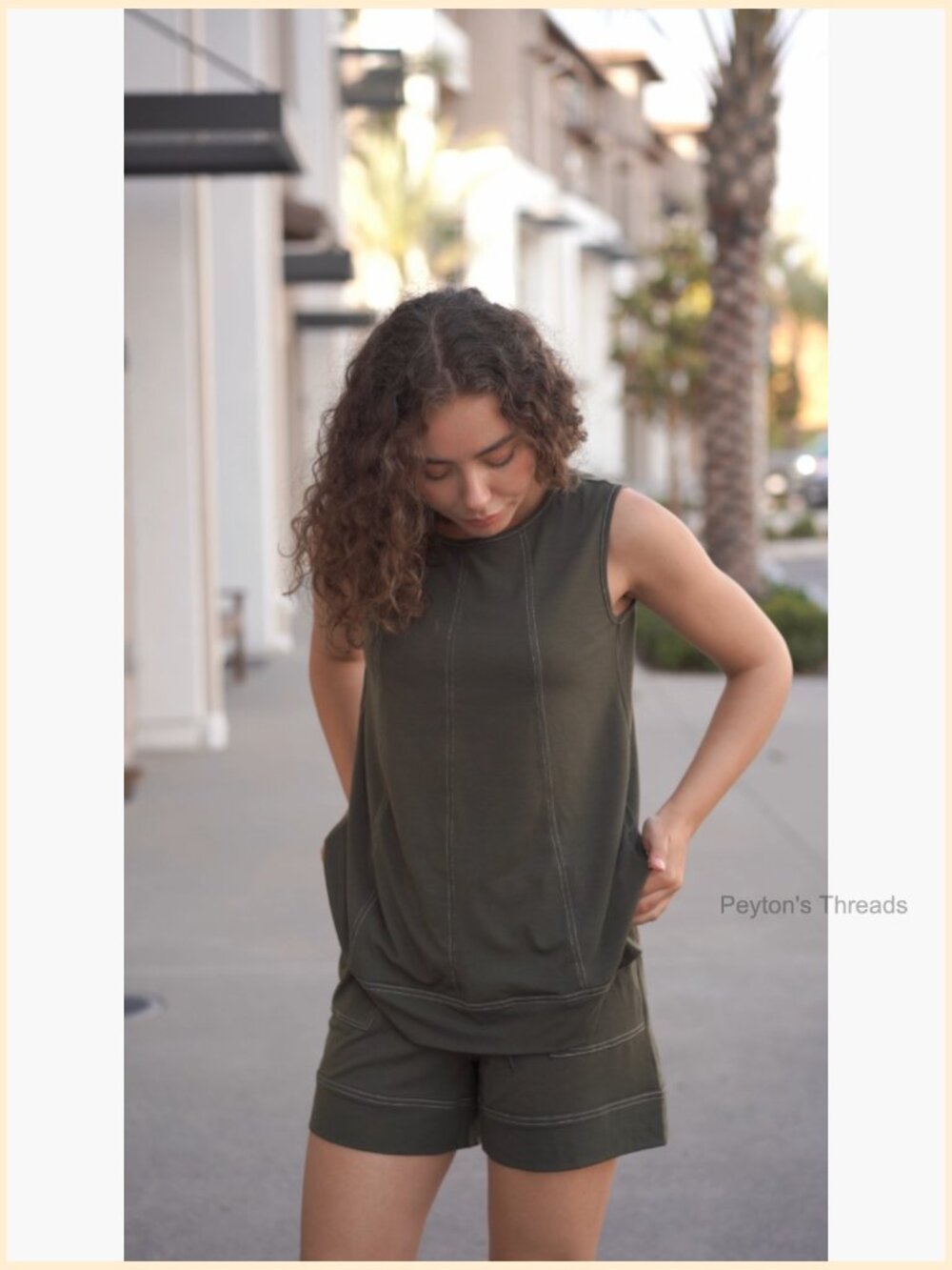 Women's 2-Piece Short Set Drawstring Elastic Waist Pants Tank Top Comfy - Picture 7 of 7